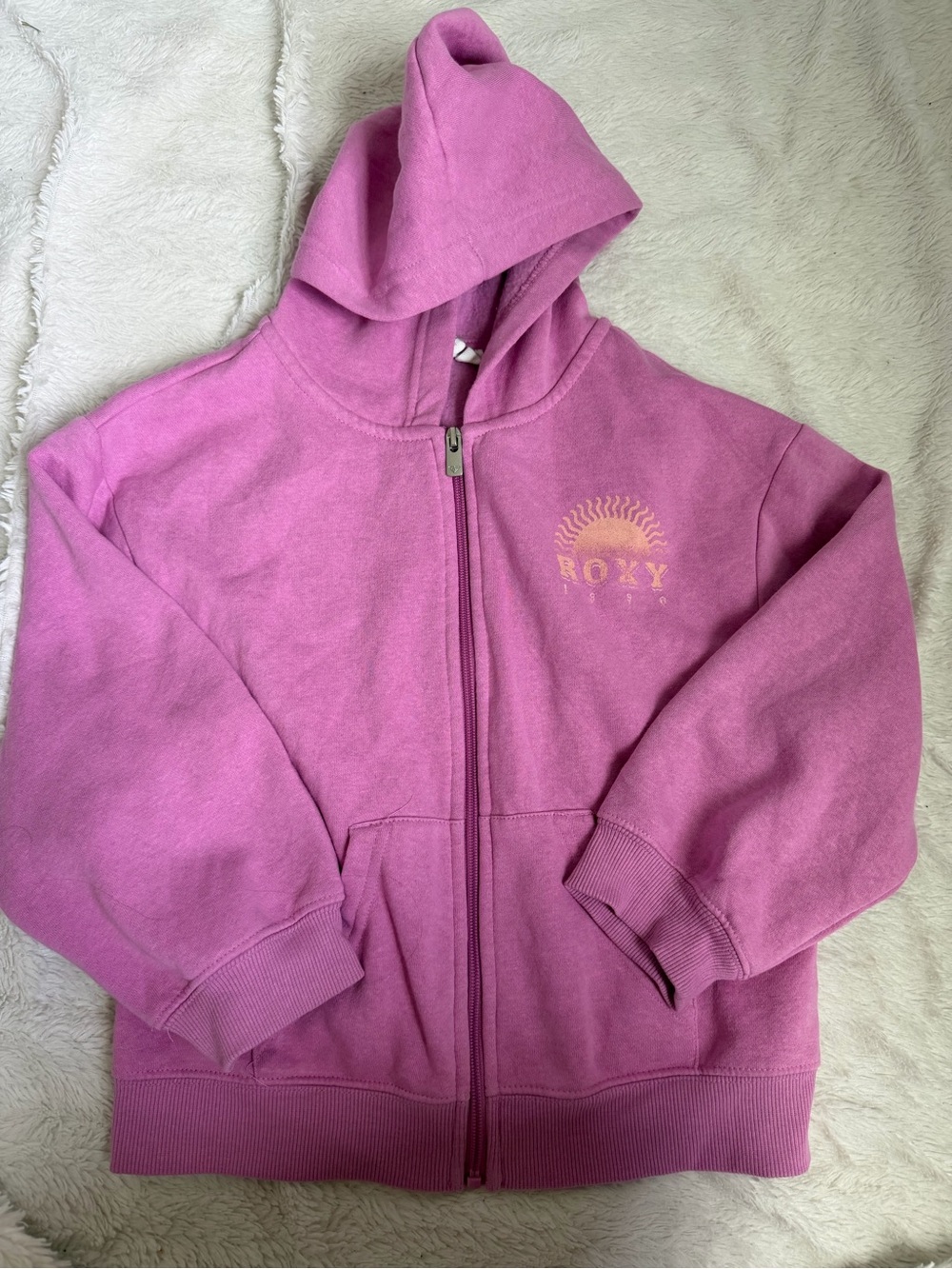 Roxy Girls Pink Hooded Sweater Zip Size S 7